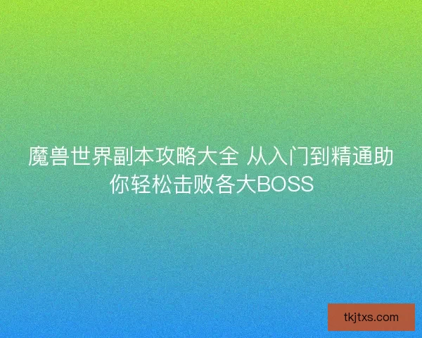 魔兽世界副本攻略大全 从入门到精通助你轻松击败各大BOSS