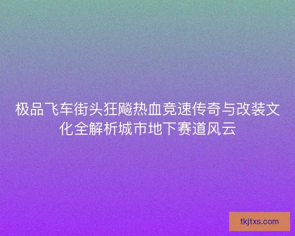 极品飞车街头狂飚热血竞速传奇与改装文化全解析城市地下赛道风云