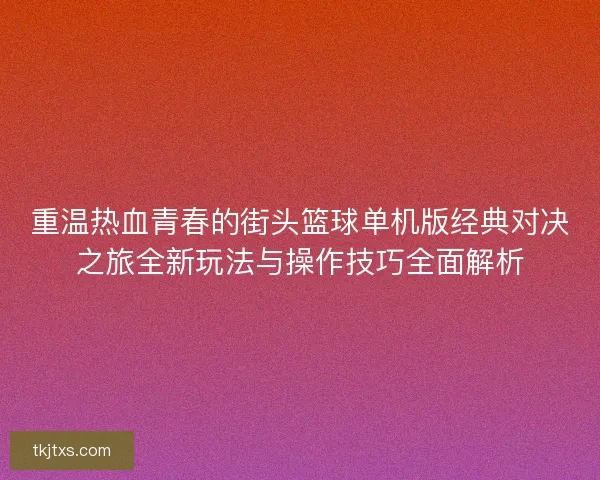 重温热血青春的街头篮球单机版经典对决之旅全新玩法与操作技巧全面解析